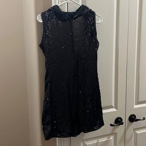 Hooded black sequin romper